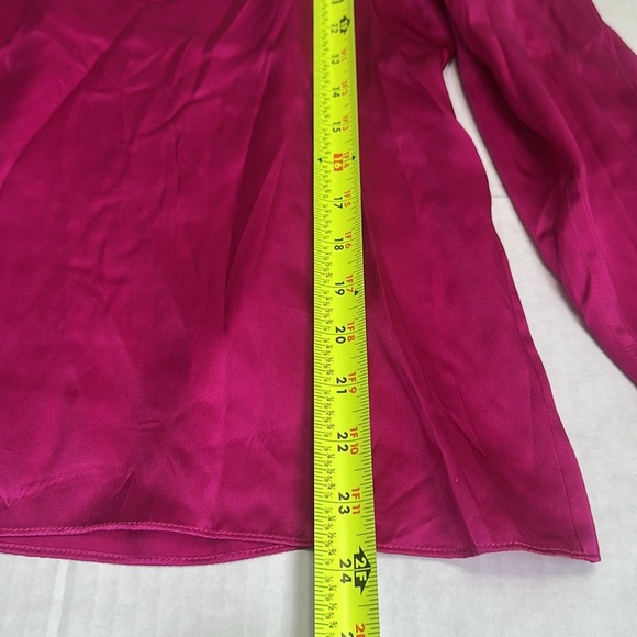 Talbots Women’s Size 8 Petite Pink Open Sleeve 100% Silk Blouse - Picture 11 of 13